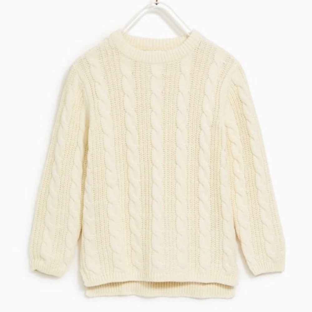 Pre-Owned Zara Unisex Knit Sweater, Size 7 – 100% Cotton, Off-White
